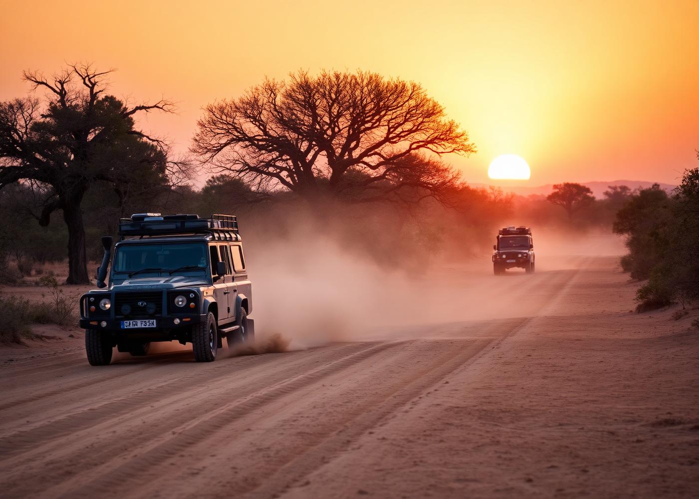 4x4 convoy on a dusty bush road